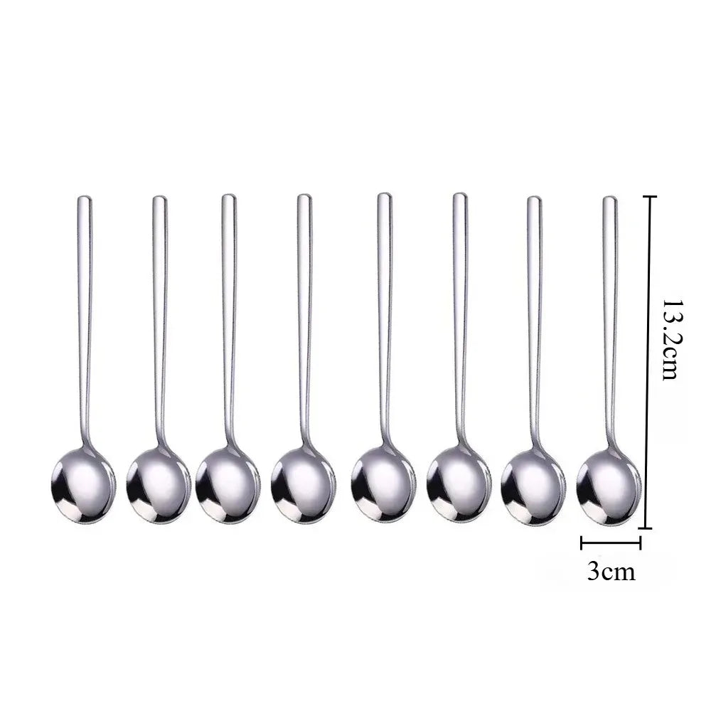 6pcs/Set Long Handle 4-Inch Leaf Teaspoons Gold Stainless