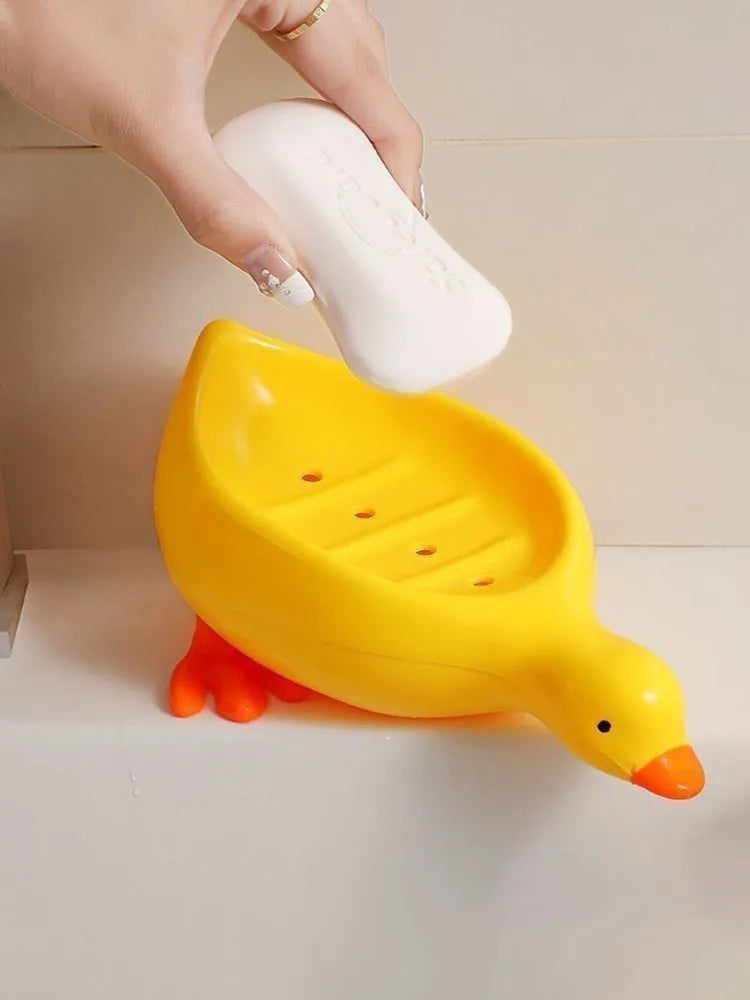 Plastic Soap Dish Self-Draining Soap Holder Cute Duck