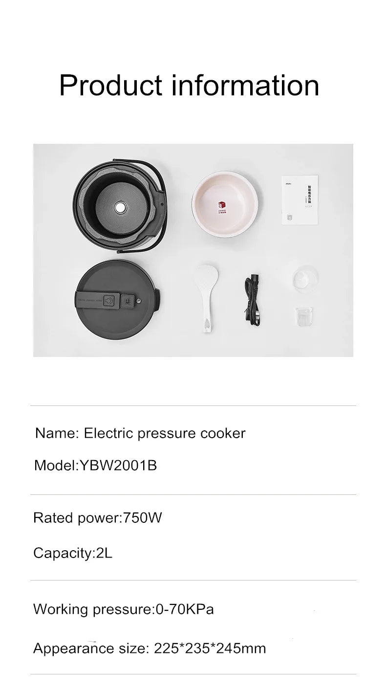 Mini Rice Cooker Ceramic Coated Pot 2l Travel
