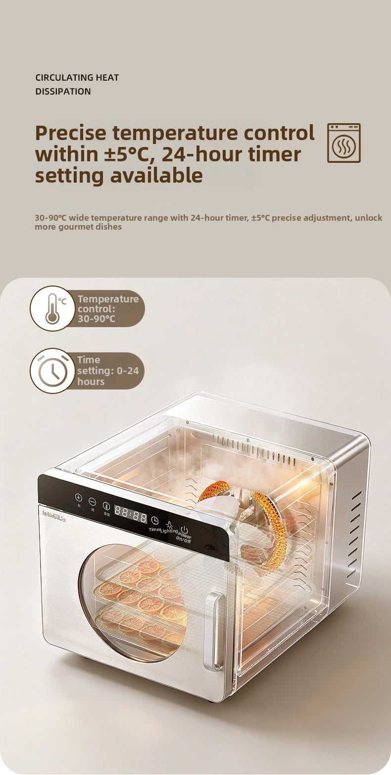 8-Layer Commercial Food Dehydrator Stainless Steel Electric Dryer