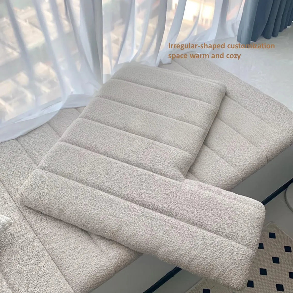 Custom Teddy Waterproof Fabric Sofa Cushion Bay Window