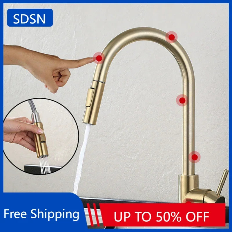 Brushed Gold Touch Faucets 304 Stainless Steel Cold