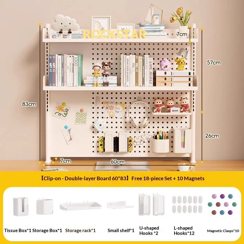 Adjustable Desktop Storage Rack Pegboard Desk Bookshelf Organizer