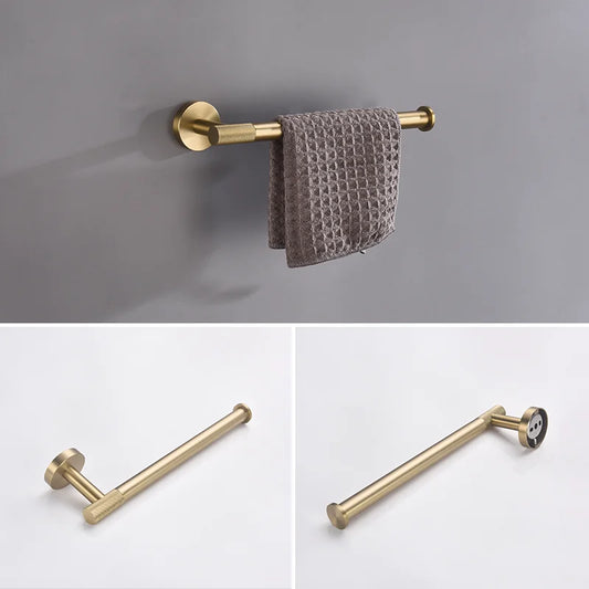 Bathroom Hardware Brushed Gold Knurled Brass Kit Towel