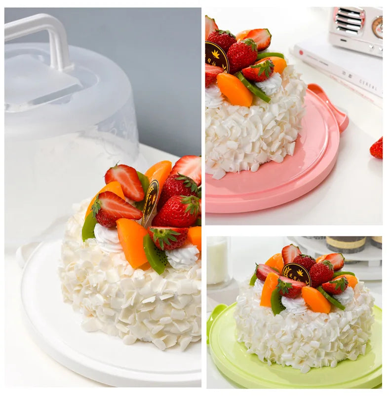 Plastic Round Cake Box Carrier Handle Pastry Storage