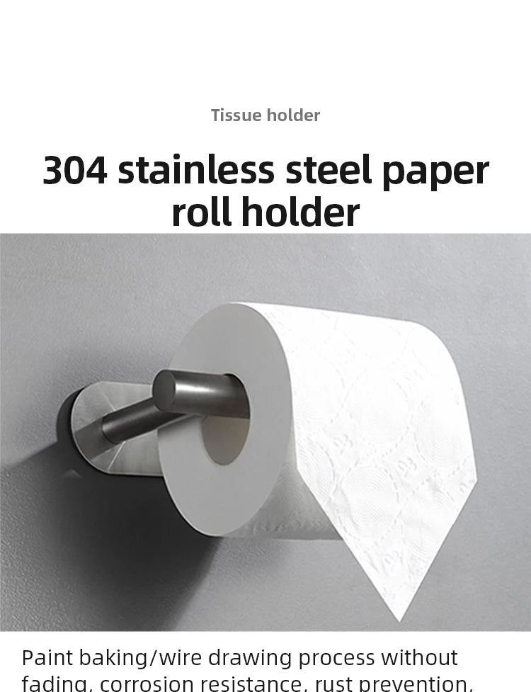 1pc Stainless Steel Paper Towel Holder No Punch