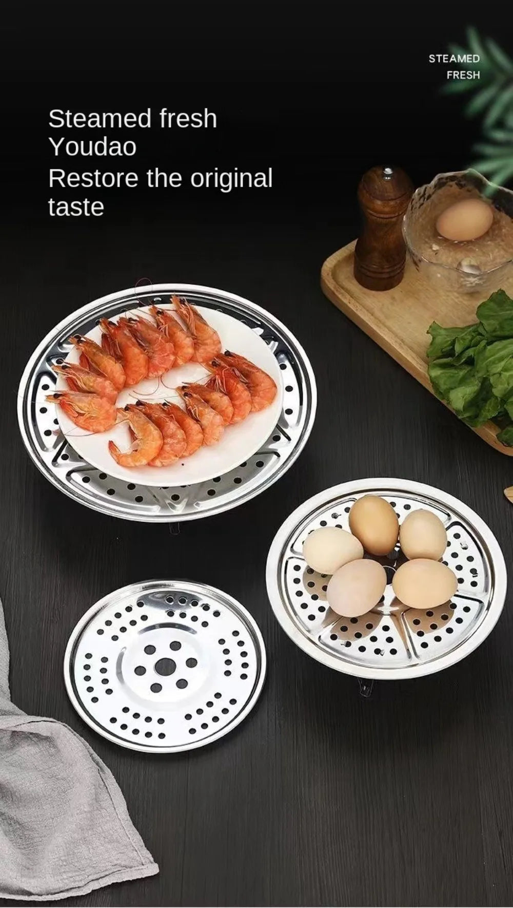 Durable Stainless Steel Steamer 16-34cm Compartment Steamed Rice