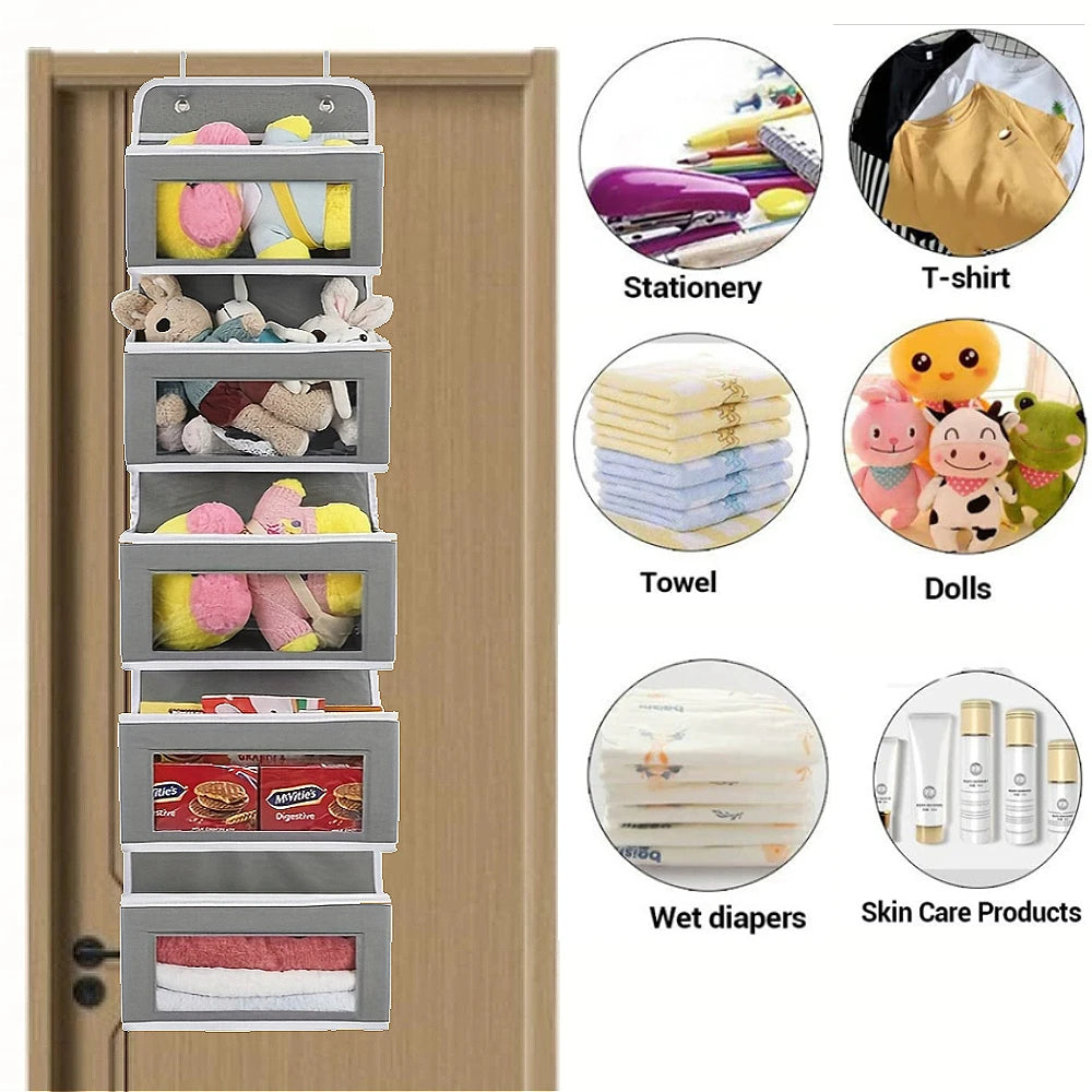 5-Shelf Hanging Storage Organizer - Behind Door Anti-Tilt