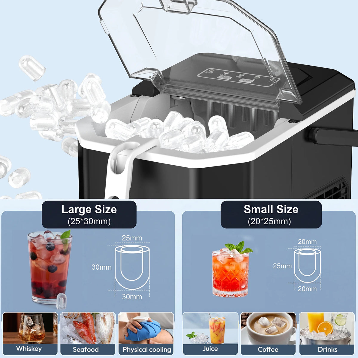 Loefme Desktop Fully Automatic Bullet Shaped Ice Maker