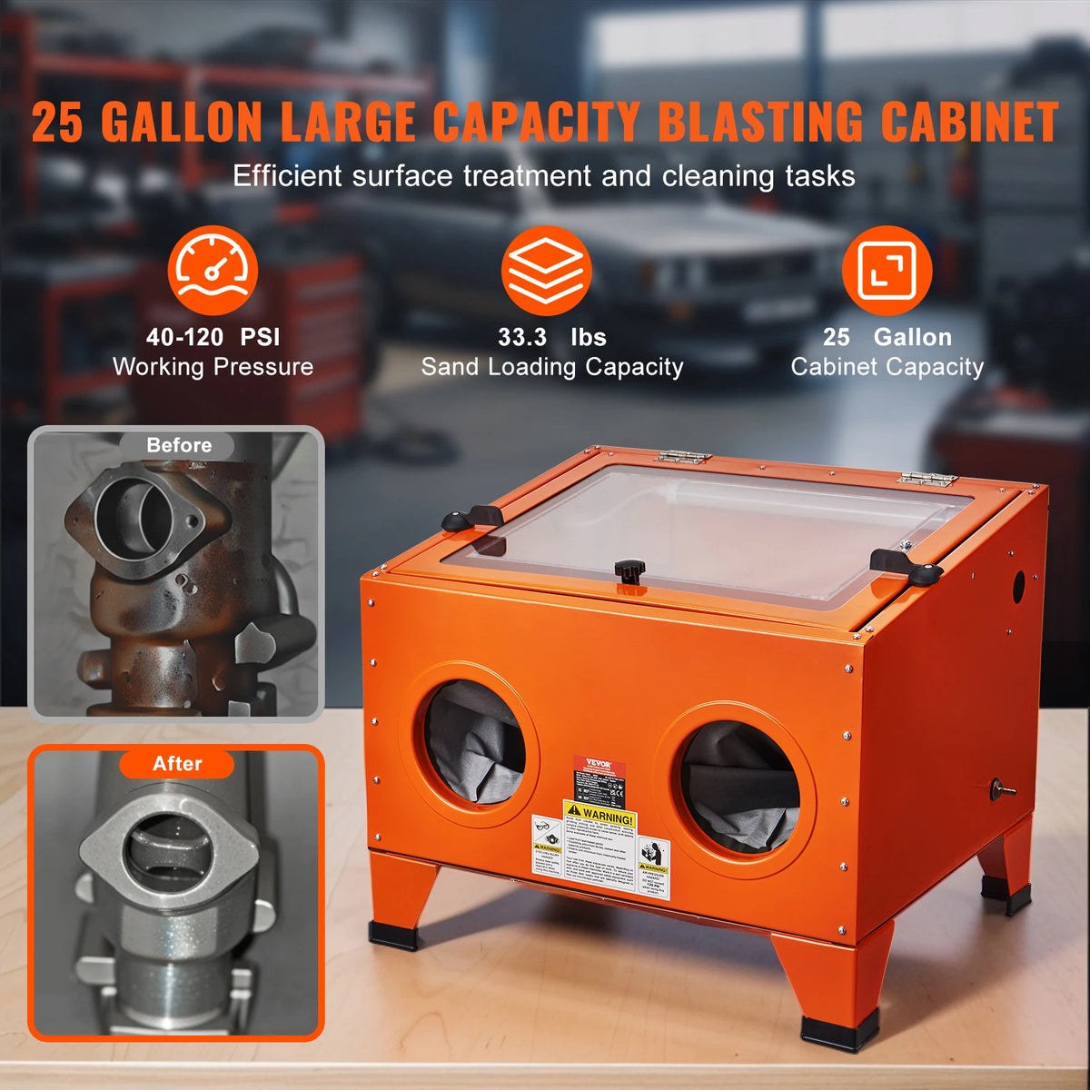 Succebuy 25/40/60 Gallon Sandblasting Cabinet Benchtop Sand