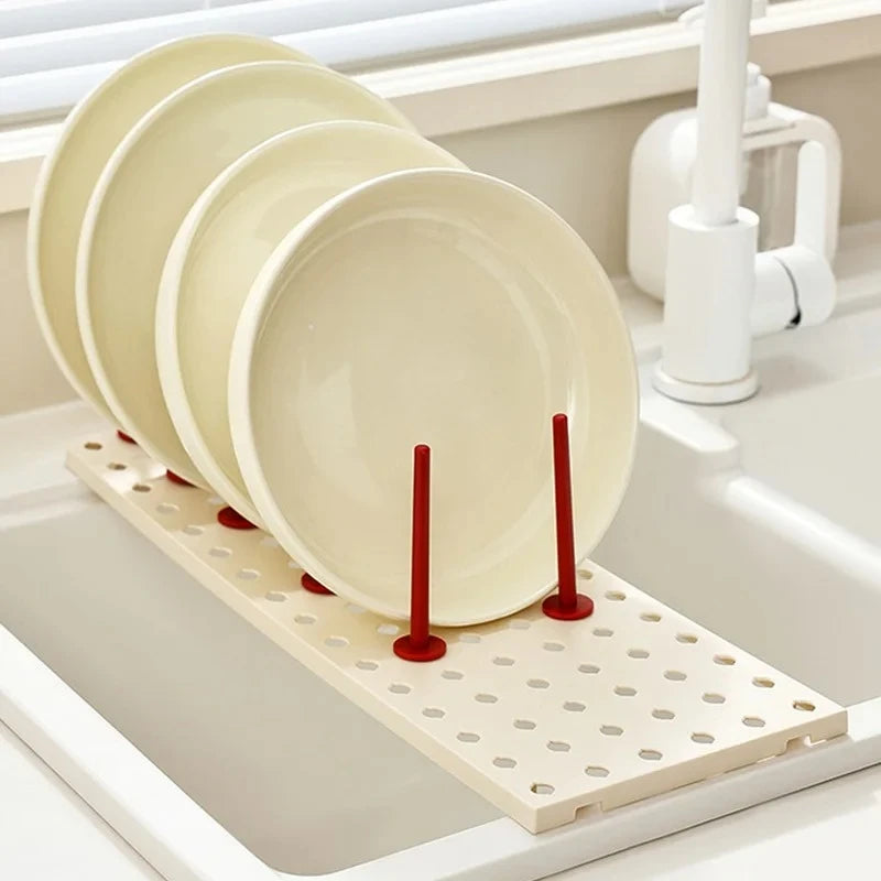 Organizer Dish Draining Drying Rack Telescopic Plate Bowl
