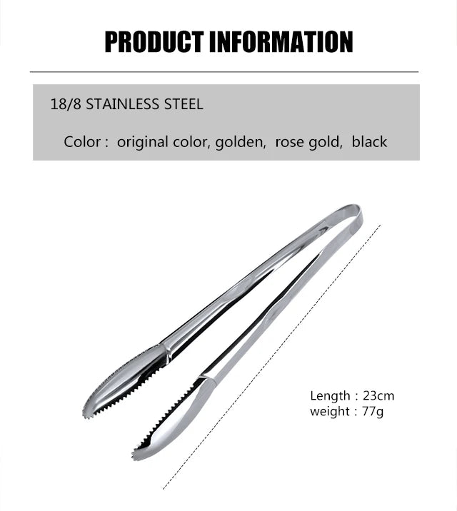 1/2pcs Ice Tongs Stainless Steel Gold Bbq Tong