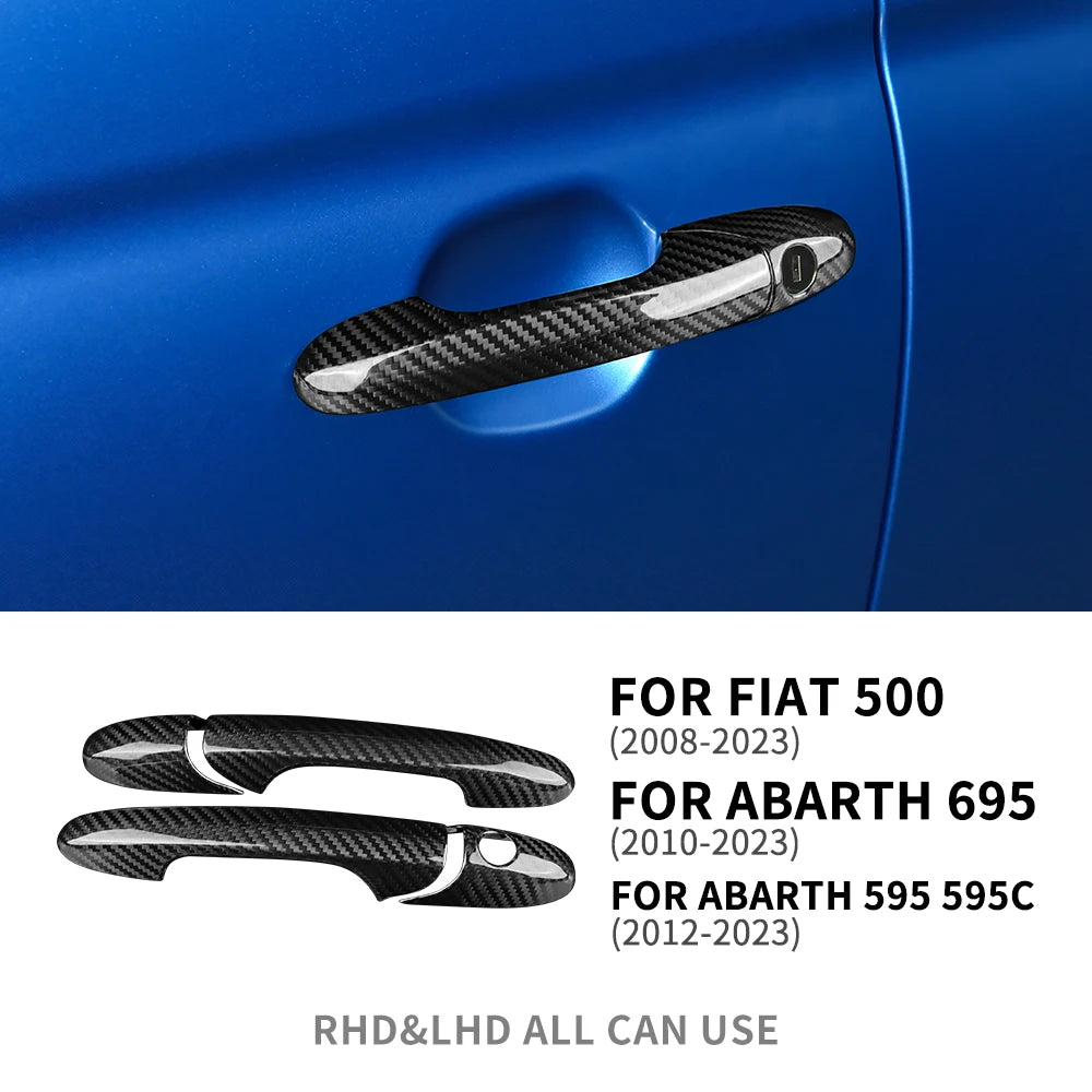 Real Hard Carbon Fiber Door Handle Cover Fiat