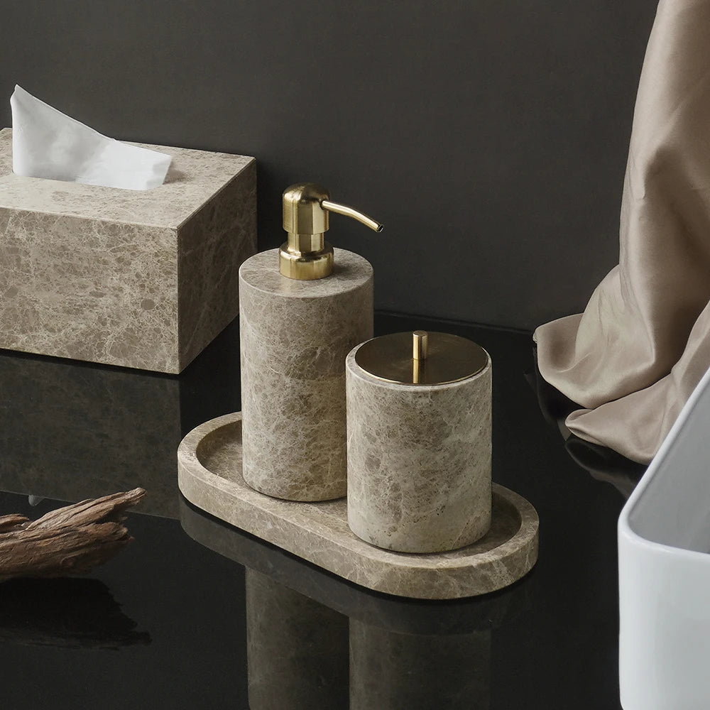 Emperador Light Natural Marble Bathroom Soap Dish Soap