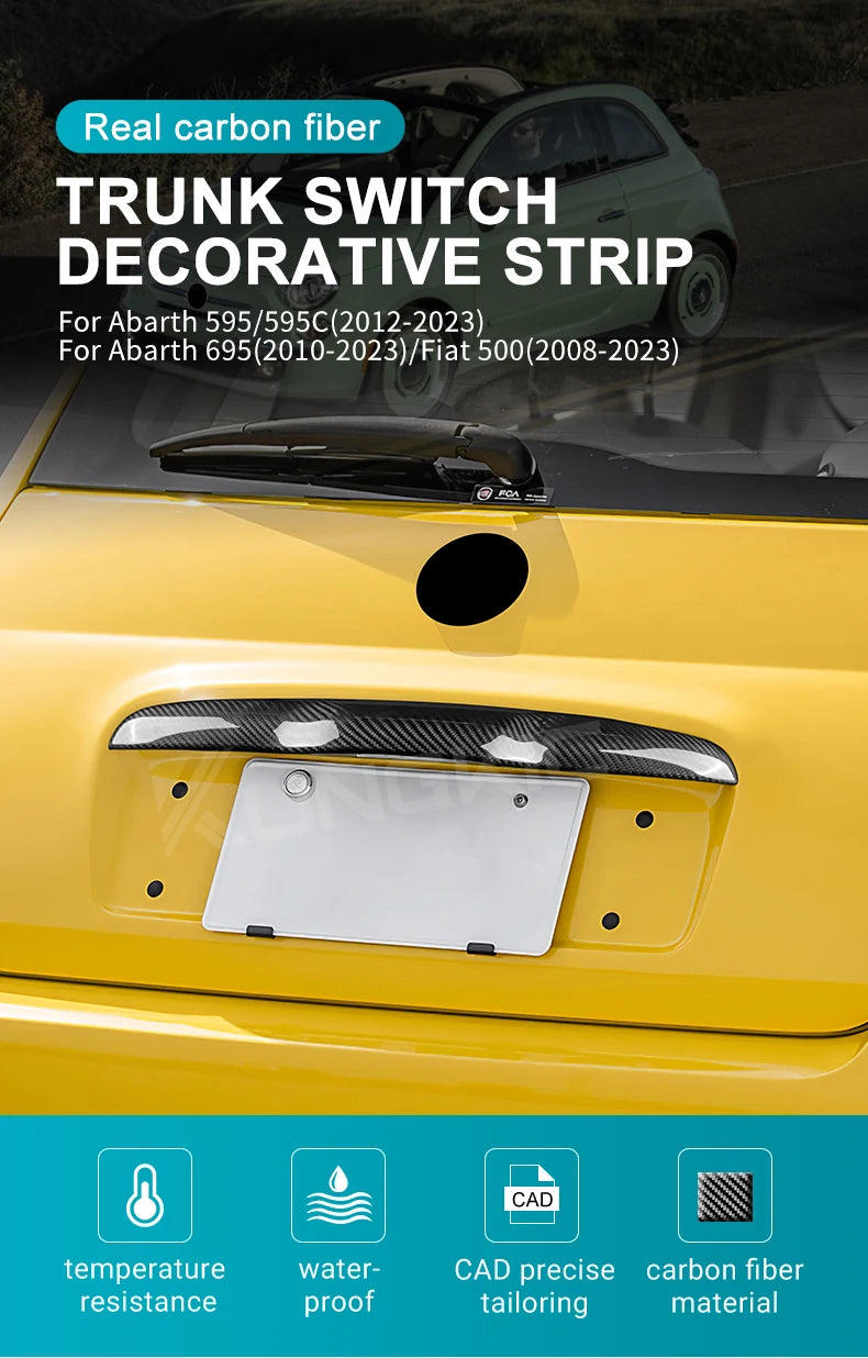 Real Hard Carbon Fiber Sticker Fiat 500 08-23