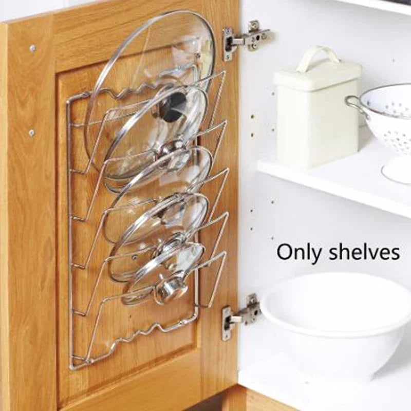 1pcs Stainless Steel Pot Lid Shelf Organizer Pan