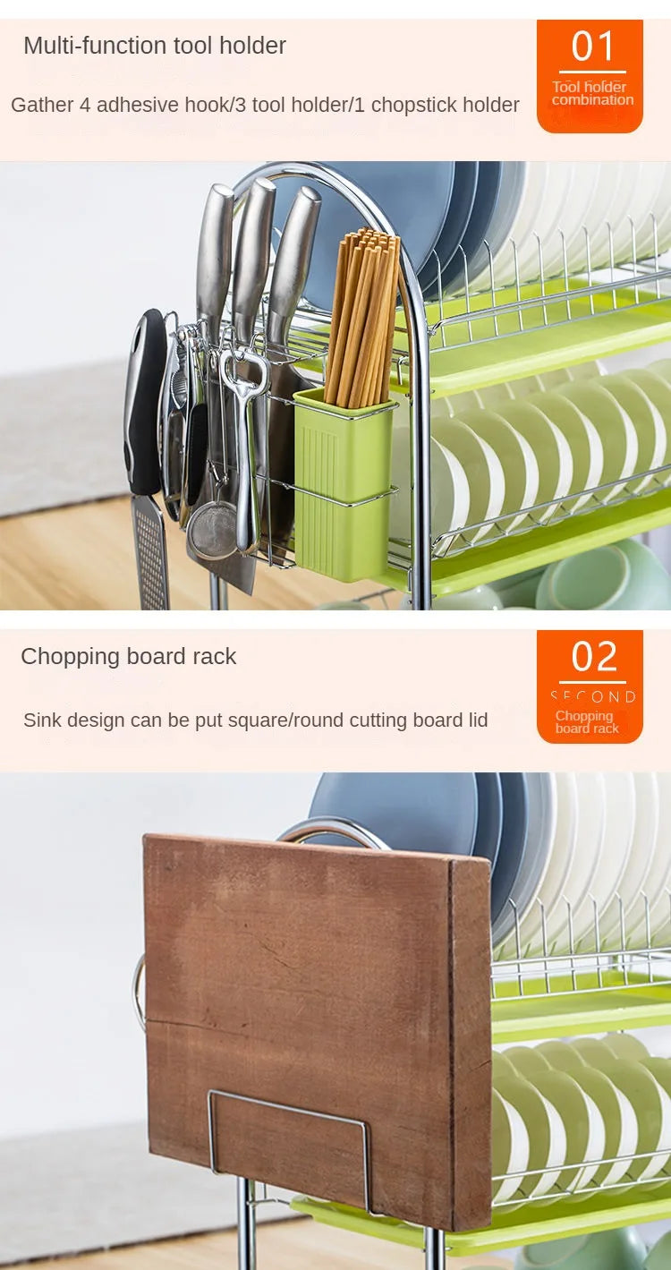 Dish Drying Rack Adjustable Stainless Steel Tier Plates