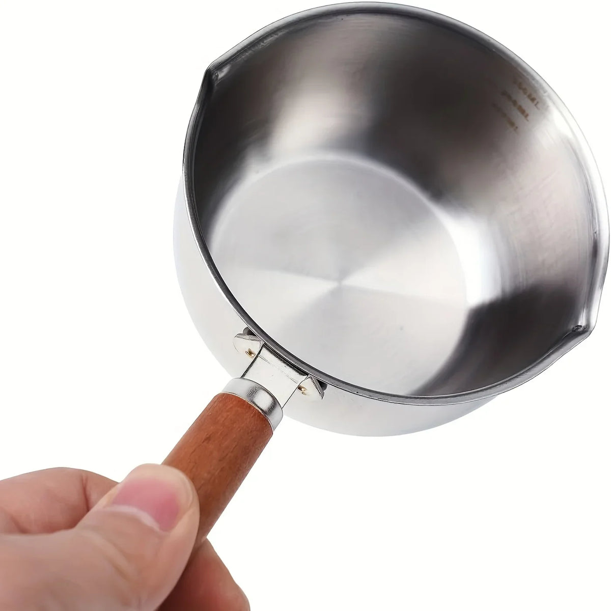Stainless Steel Melting Pot Wooden Handle Stainless Steel