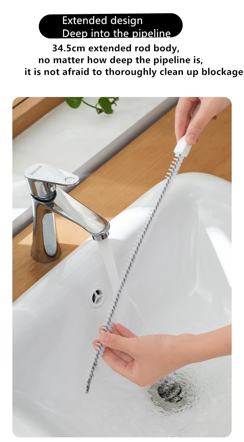 Pipe Dredging Brush Bathroom Hair Sewer Sink Cleaning
