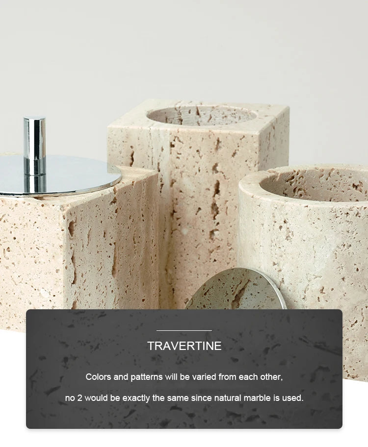 Beige Travertine Bathroom Natural Marble Soap Dispenser Soap