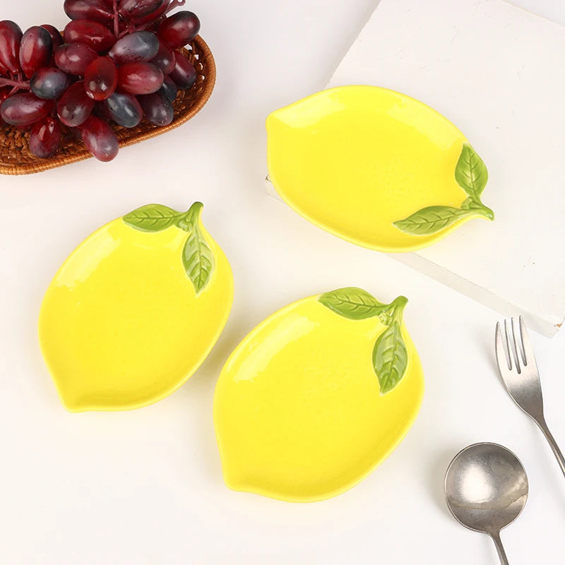Creative Cartoon Lemon Shaped Ceramic Dish Salad Dish