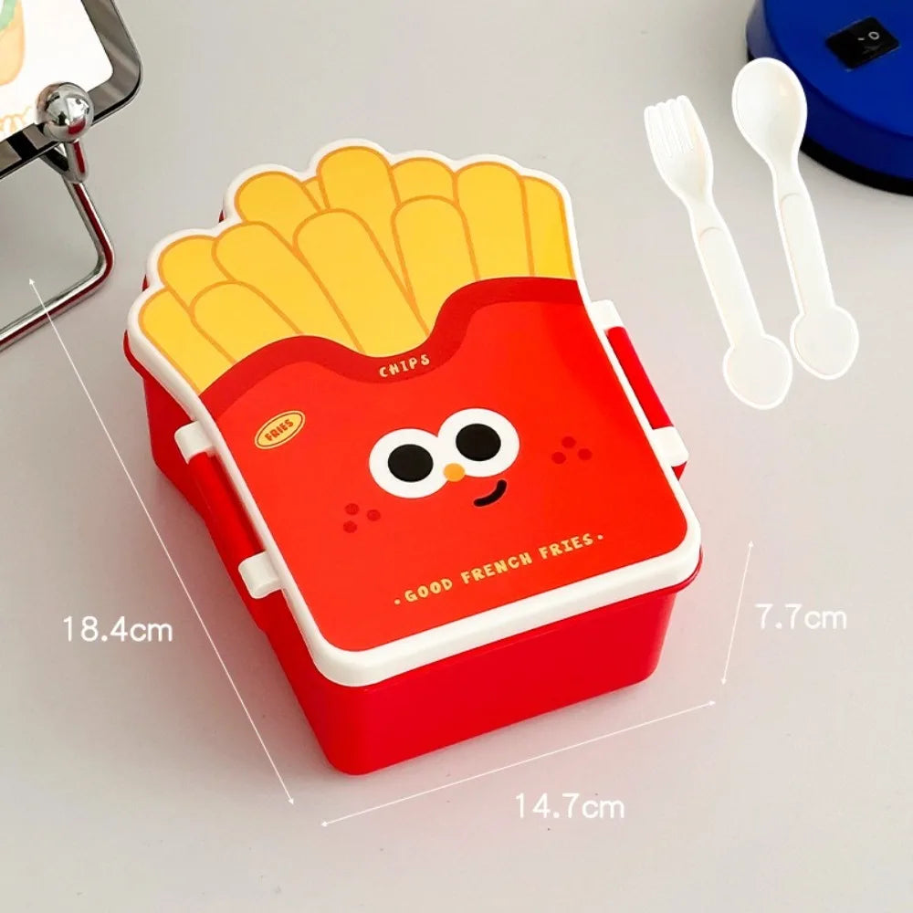Creative Cartoon Bento Box Hamburger French Fries Divided