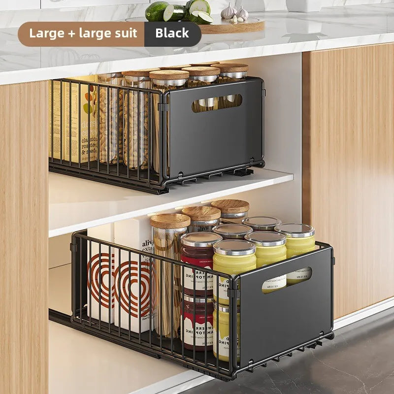 Non Perforated Folding Cabinet Pull-Out Basket Snack Storage