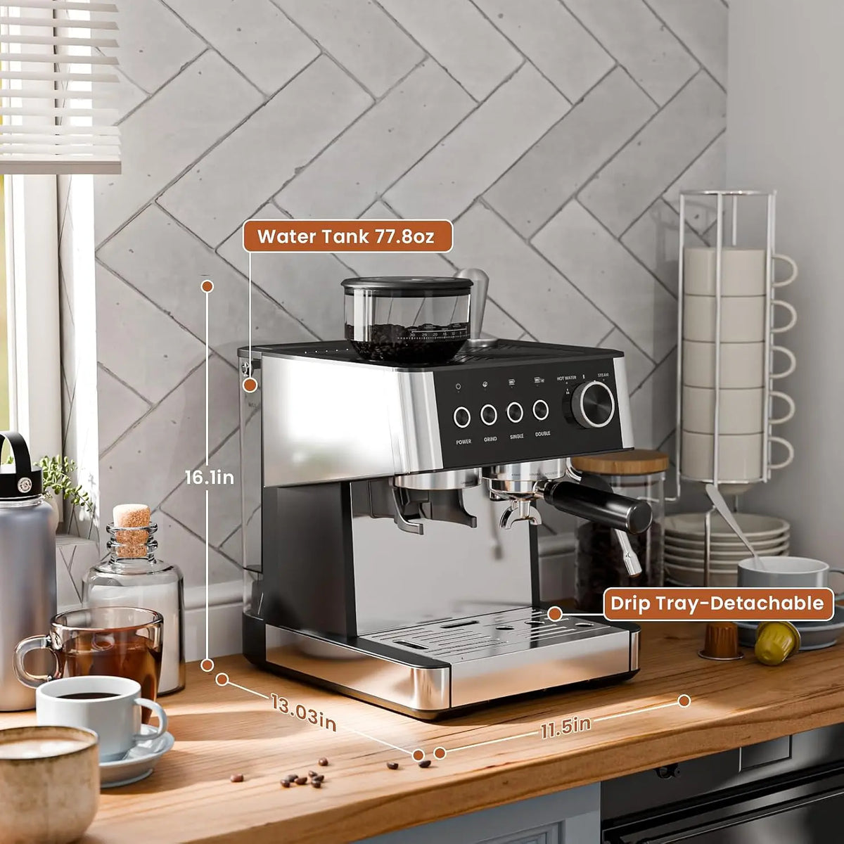 Espresso Machine 20 Bar Expresso Coffee Machines Grinder