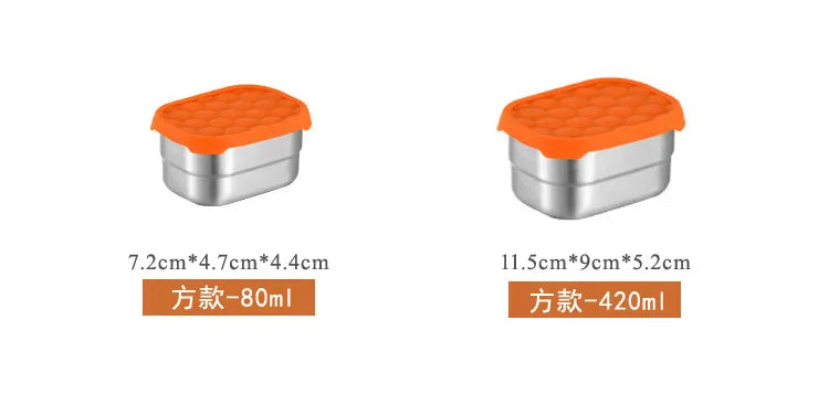 Stainless Steel Food Storage Box Silicone Lid Lunch