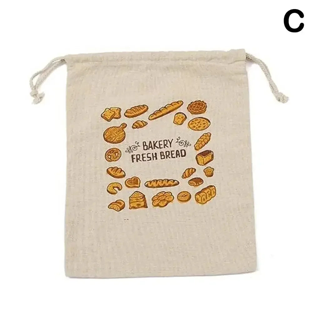 Linen Bread Bags Reusable Drawstring Large Washable Storage