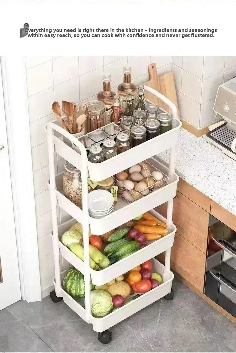 Tier Rolling Storage Cart Wheels Slim Organizer Fruit