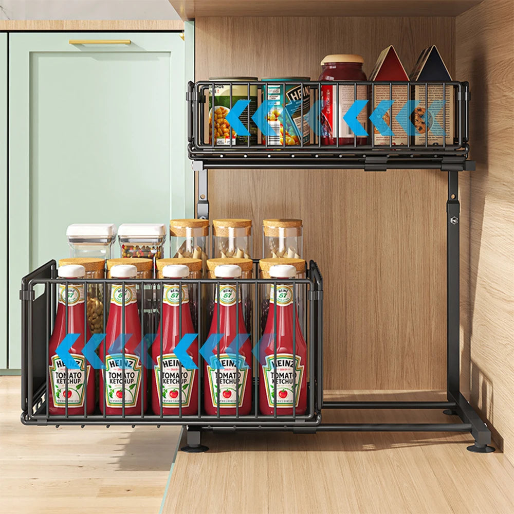 Tier Pull Out Cabinet Organizer Adjustable Storage Rack