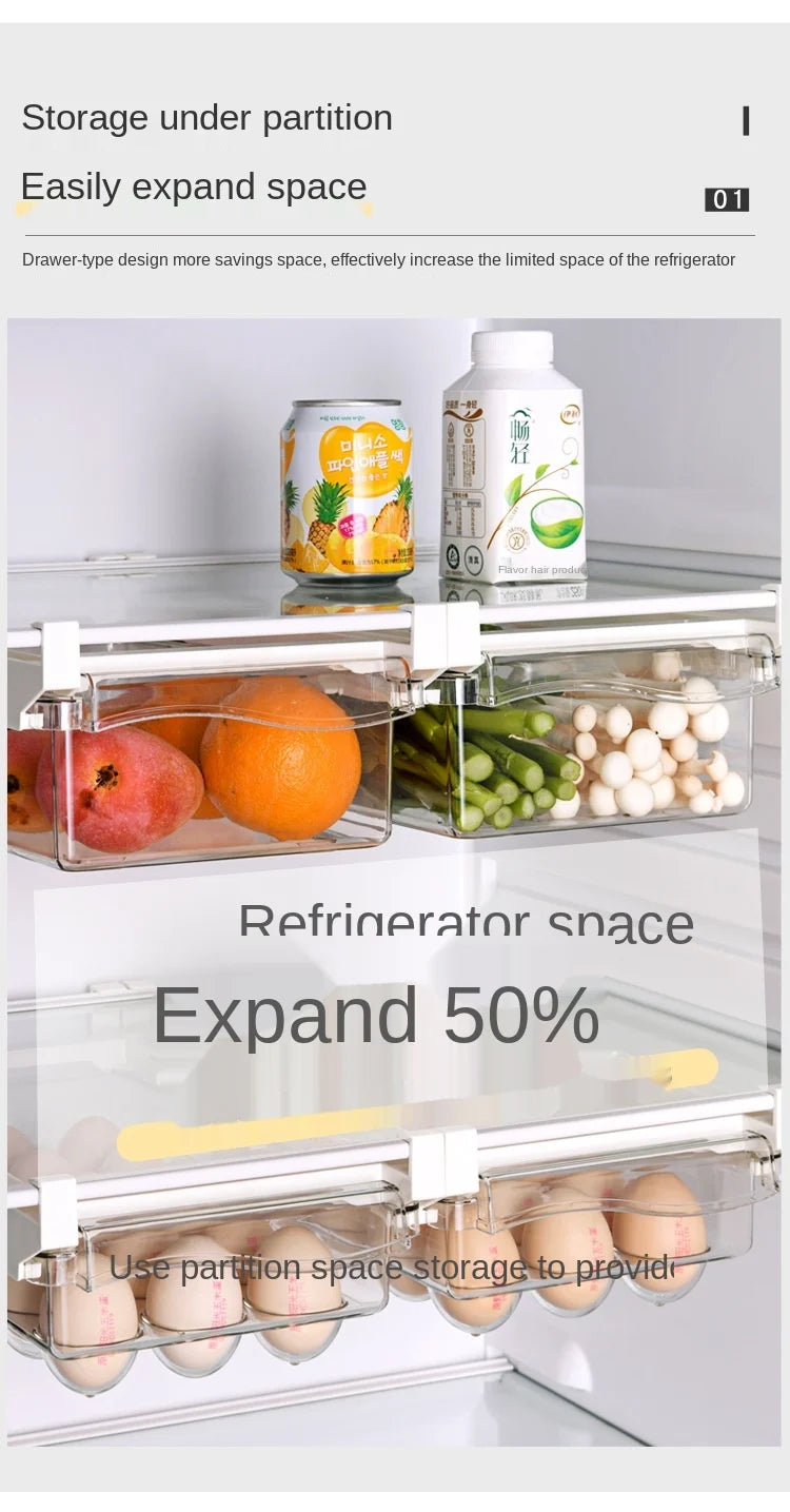 Fridge Organizer Fruit Egg Refrigerator Storage Rack Under-Shelf