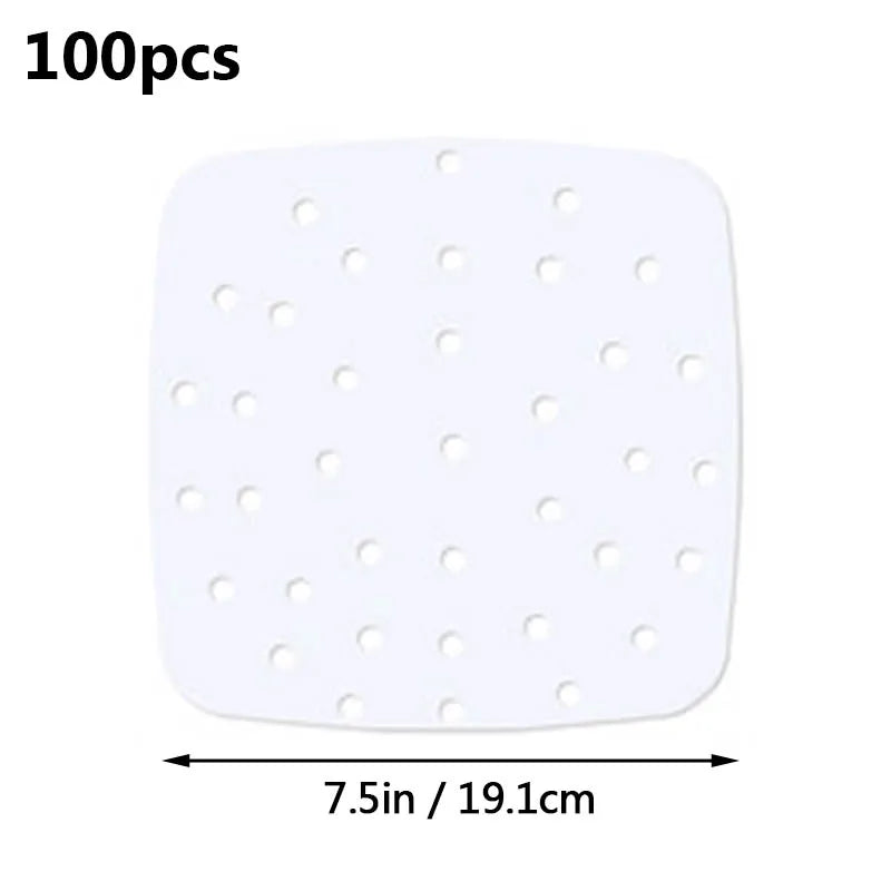 100pcs Air Fryer Liner Non-Stick Steamer Pad Baking