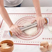 Adjustable Stainless Steel Rolling Pin Non-Stick Pastry Mat
