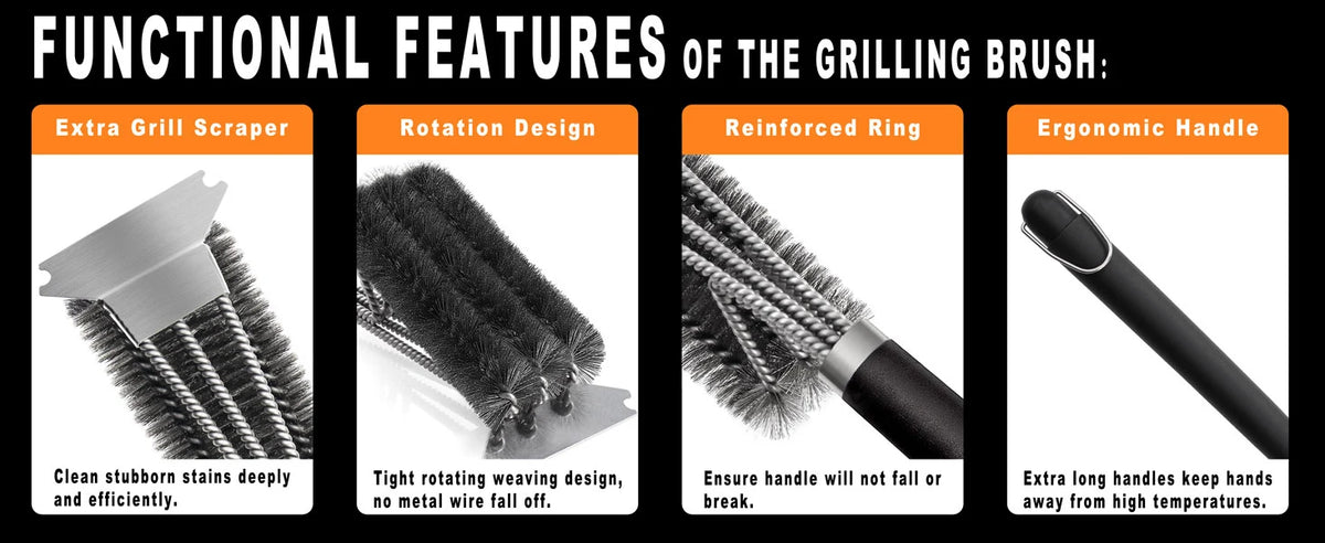 Safe Grill Brush Scraper Handle Bbq Cleaning Brush