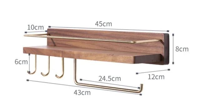Wooden Towel Rack Roll Holder Wall Mounted Shelf