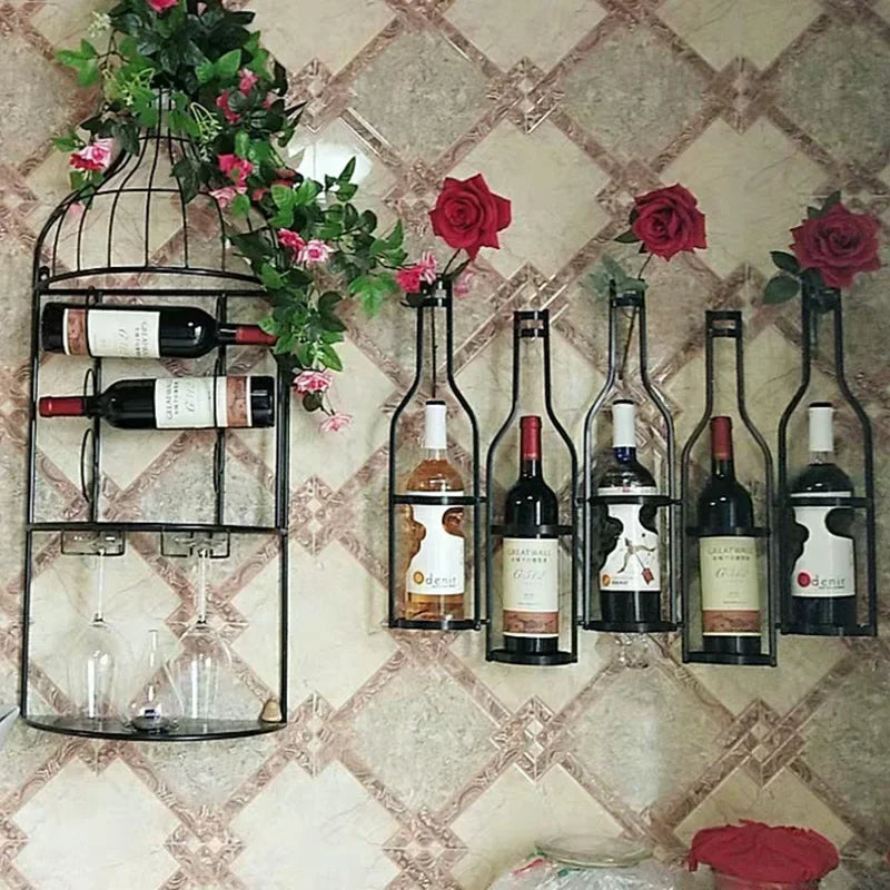American Industrial Style Iron Hanging Wine Rack Material