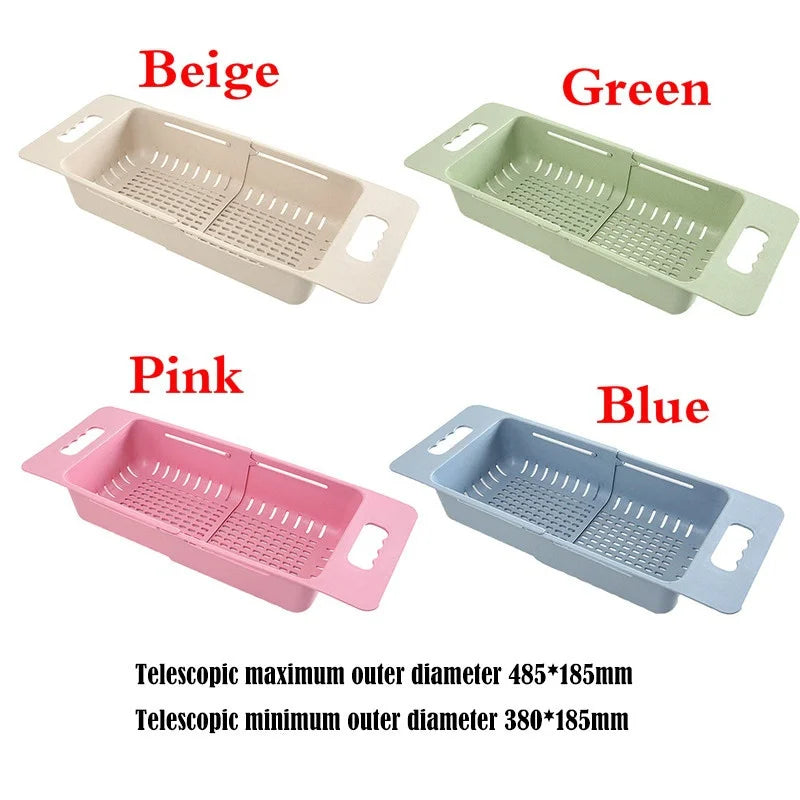 Adjustable Dish Drainer Sink Drain Basket Washing Vegetable