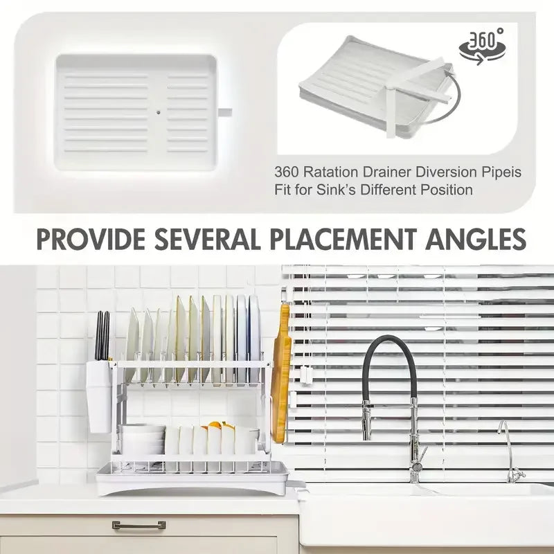 Countertop Dish Drying Rack Space Saving Organizer Utensil