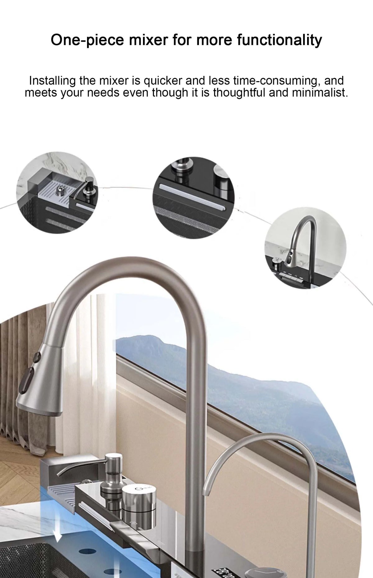 Integrated Waterfall Sink Honeycomb Technology Large Digitial