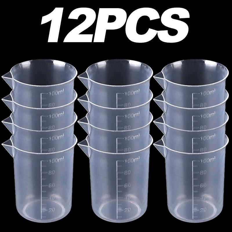 1-24pcs Plastic Mixing Cups 100ml Measuring Cups V-Shaped