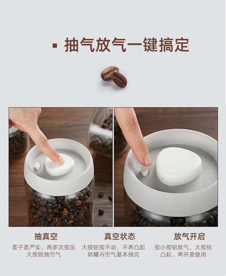 Coffee Beans Vacuum Sealed Tank Glass Sealed Jar