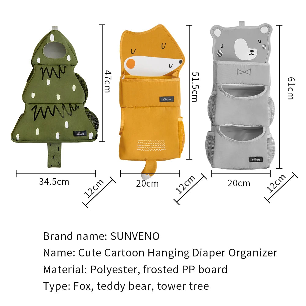 Sunveno Cartoon Baby Crib Hanging Storage Bag Multi-Functional