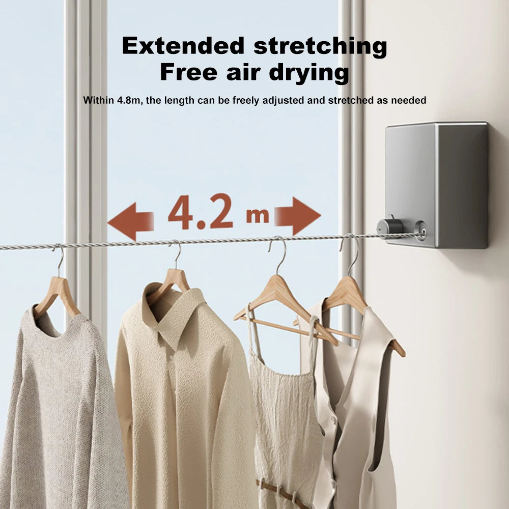 Retractable Clothesline Stainless Seel Pull-Out Clothes-Drying