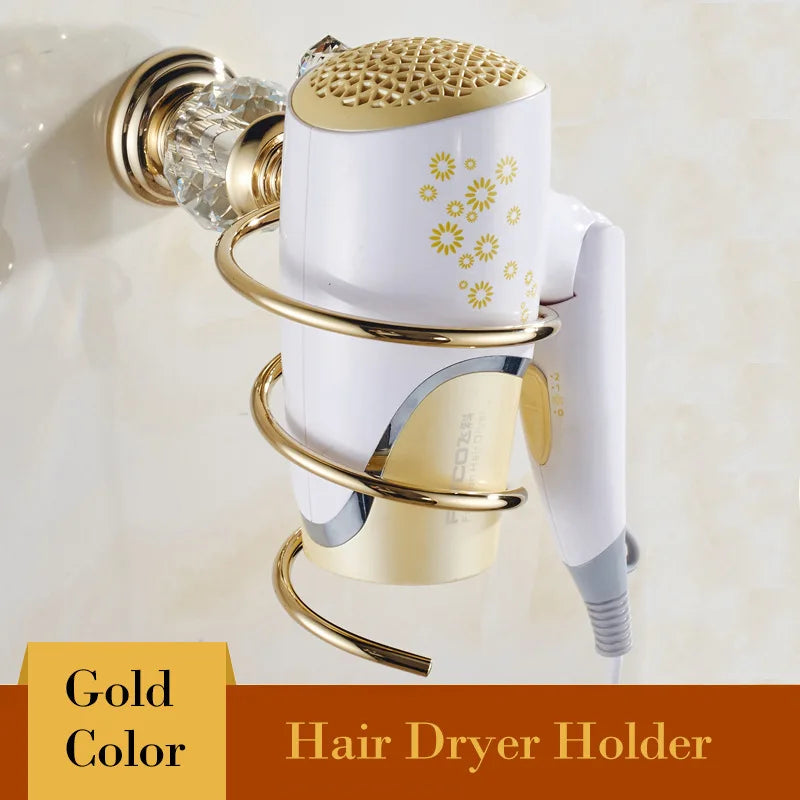 Shower Shelf Toilet Paper Holder Golden Crystal Wall