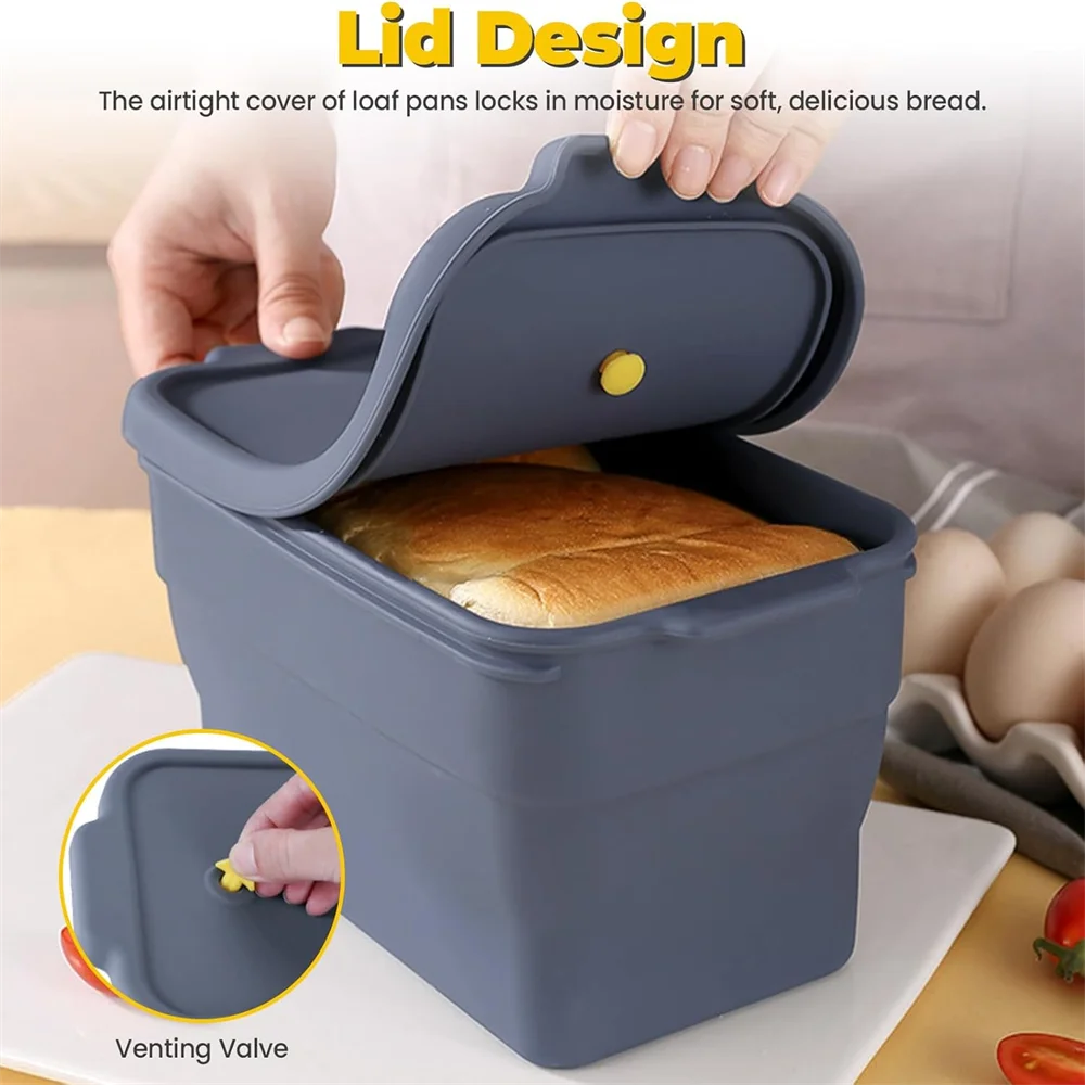 Collapsible Silicone Bread Loaf Pan Lid Nonstick Baking