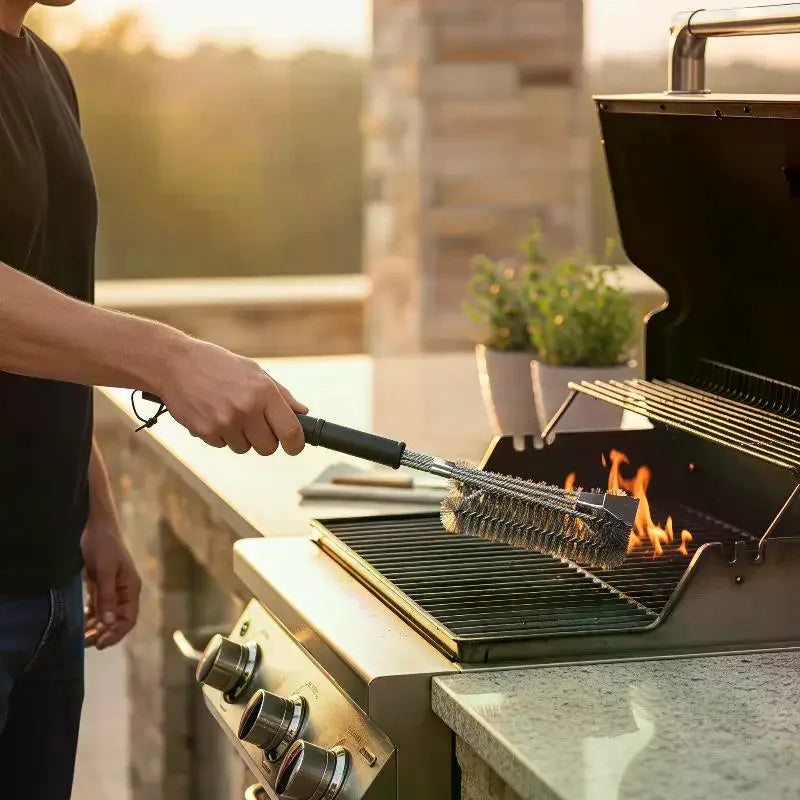 Grill Cleaning Brush Rust Resistant Metal Bbq Scrubber