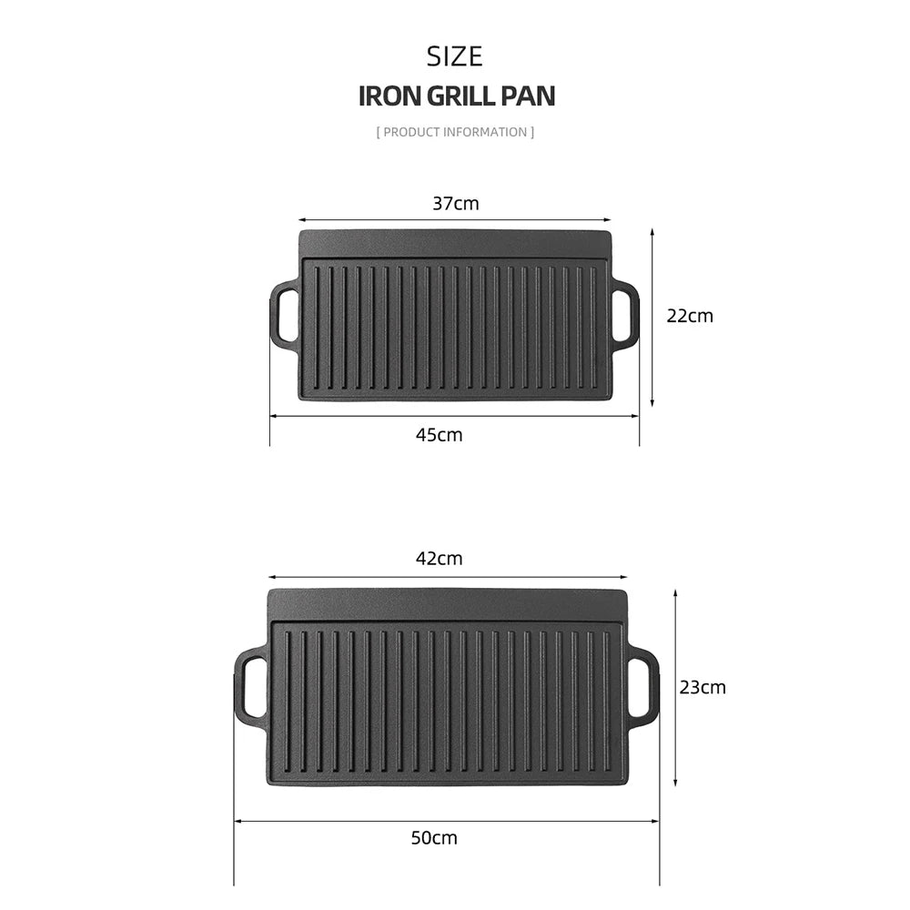 Cast Iron Reversible Grill Griddle Double Sided Grill