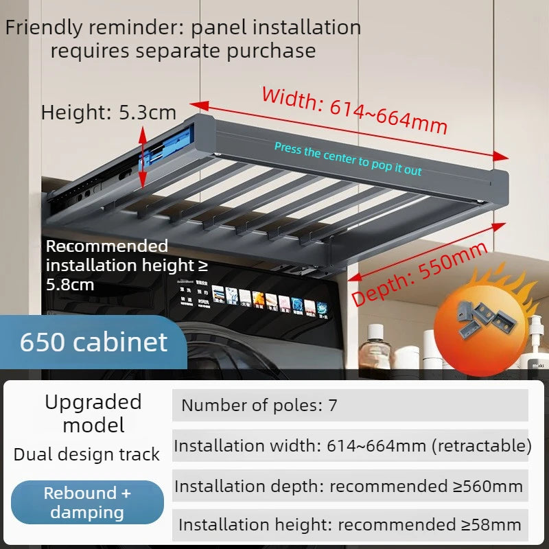 Retractable Pull-Out Clothes Drying Rack Adjustable Rebound